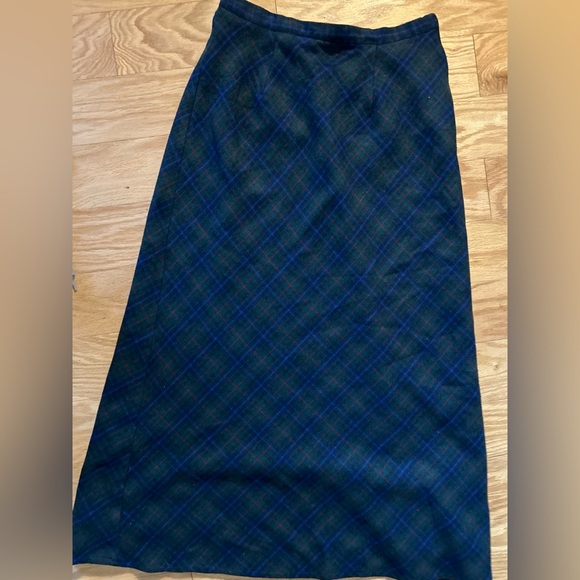 Michele Wool Blend Scottish Style Green Plaid Midi Skirt Size 10 - Picture 12 of 14